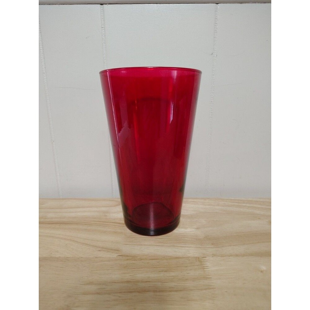 Vintage 1950's Ruby Red Unmarked Tall Cylinder Vase 8" Beautiful Color